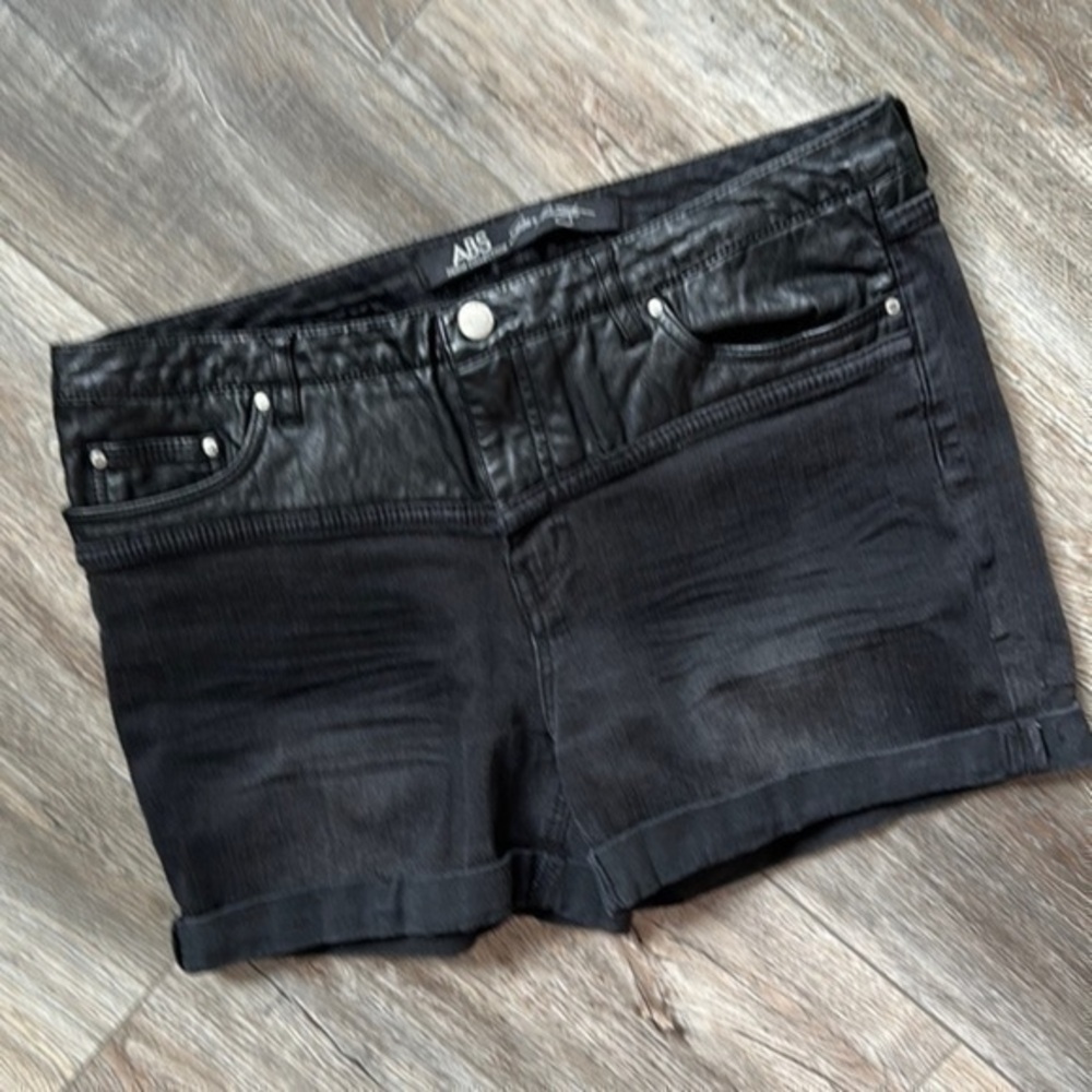 ABS shorts black denim and leather size 30 short shorts